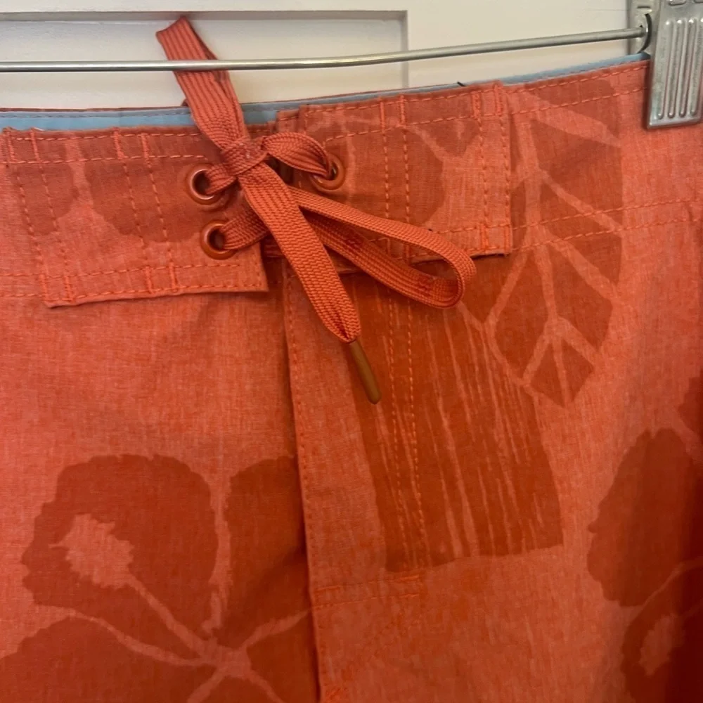 Cova Men’s Swim Trunks Board Shorts Orange Floral Tropical Print Size 40